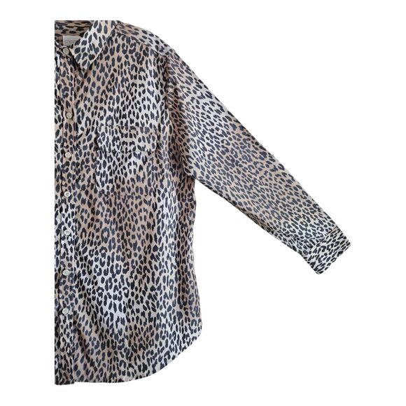 CHICO'S 2 Women 12 14 Shirt Button Up Cheetah Animal Print Long Sleeve Bust 44" - Picture 5 of 7